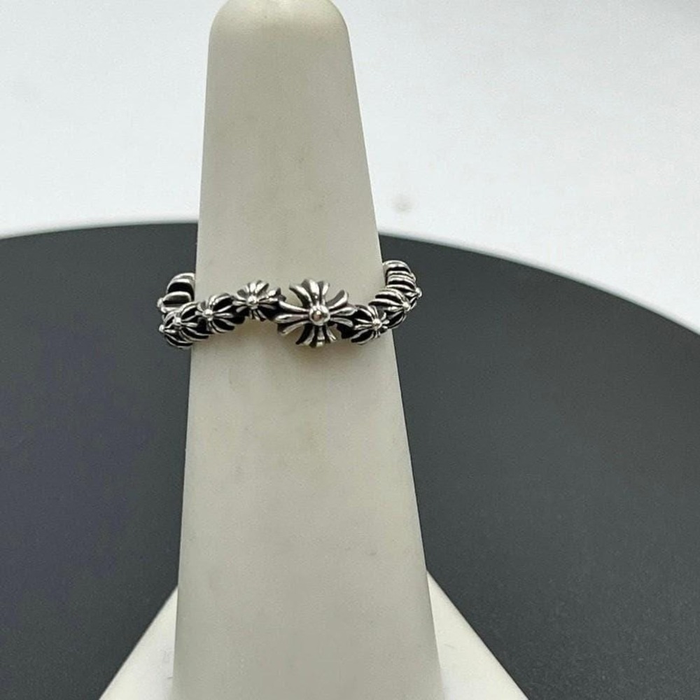 Chrome Hearts Signed Authenticated Sterling Silver Cross Wave Ring 2017 Sz 5.5